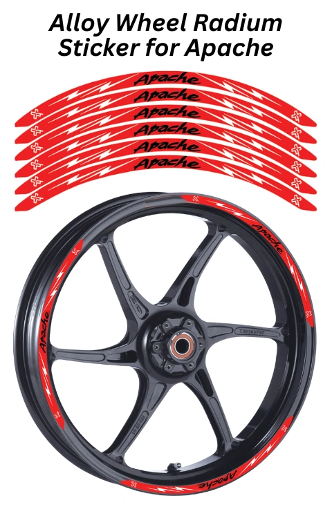 Alloy wheel Radium Sticker For Apache | Made In Premium Radium With FPF(Fade Protection Film), Water Proof, Precut Sticker, Pack Of 12